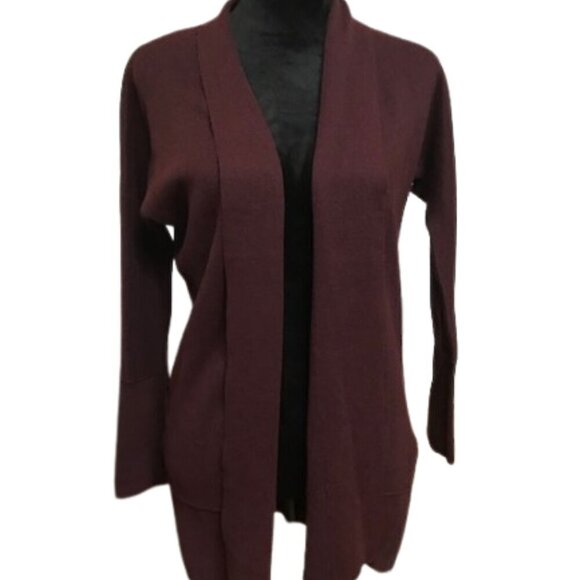 NWT Rachel Zoe Open Front Cardigan Sweater -Wine Burgundy Knit Long Sleeve XS - Picture 1 of 11